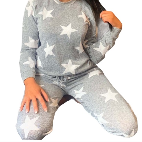 Parisian Cozy Lounge set grey white stars 2 pieces - Picture 2 of 5